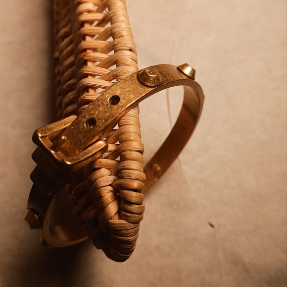 J. Crew Factory Gold Toned Hinged Bracelet Looks Like Belt Metal - Picture 1 of 5